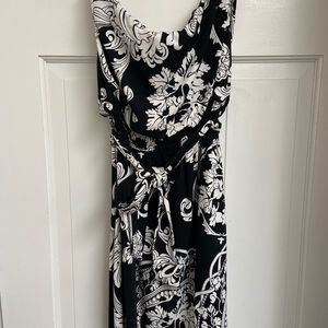 White House Black Market strapless floral mini dress.
